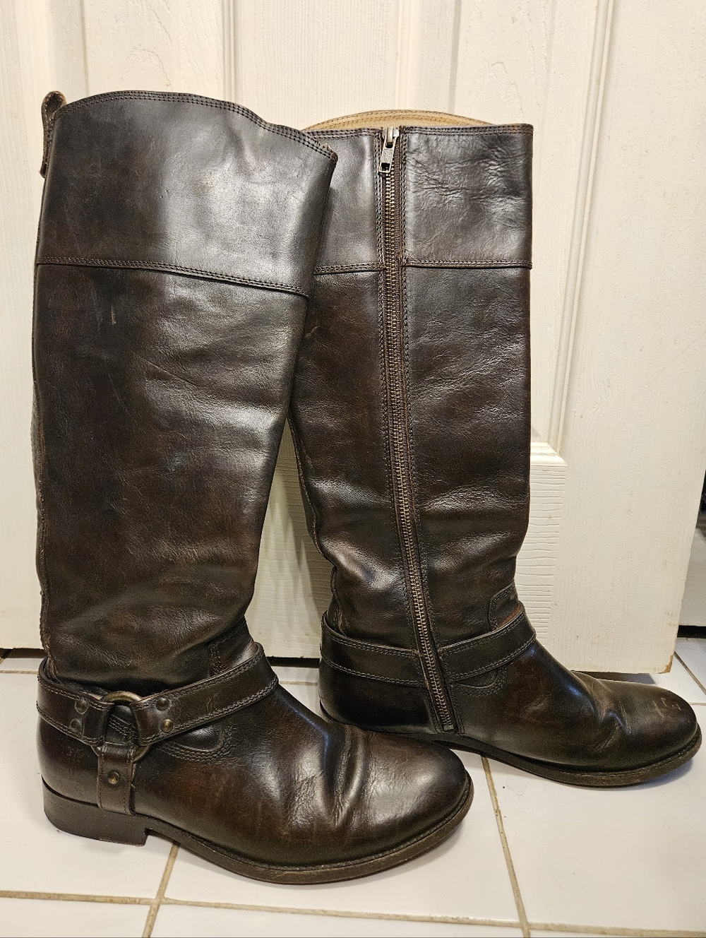Frye melissa dark brown leather tall boots womens size 9 shoes - Picture 2 of 10